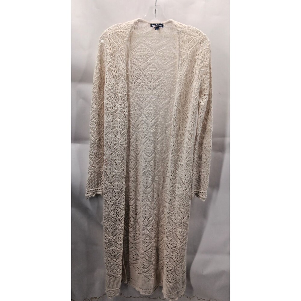 Freshman 1996 Crochet Lace Duster Women's Small Ivory Off White Longline Boho